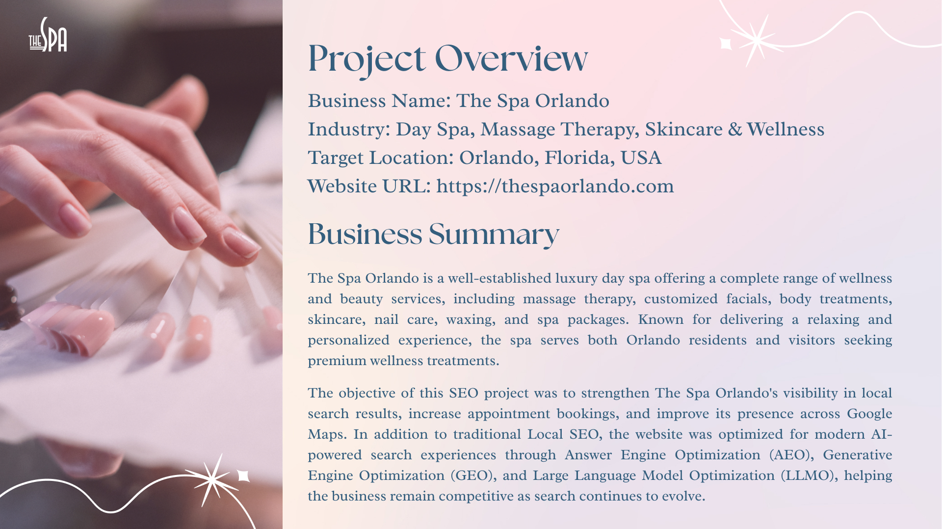 Spa Local SEO Case Study, Page 1