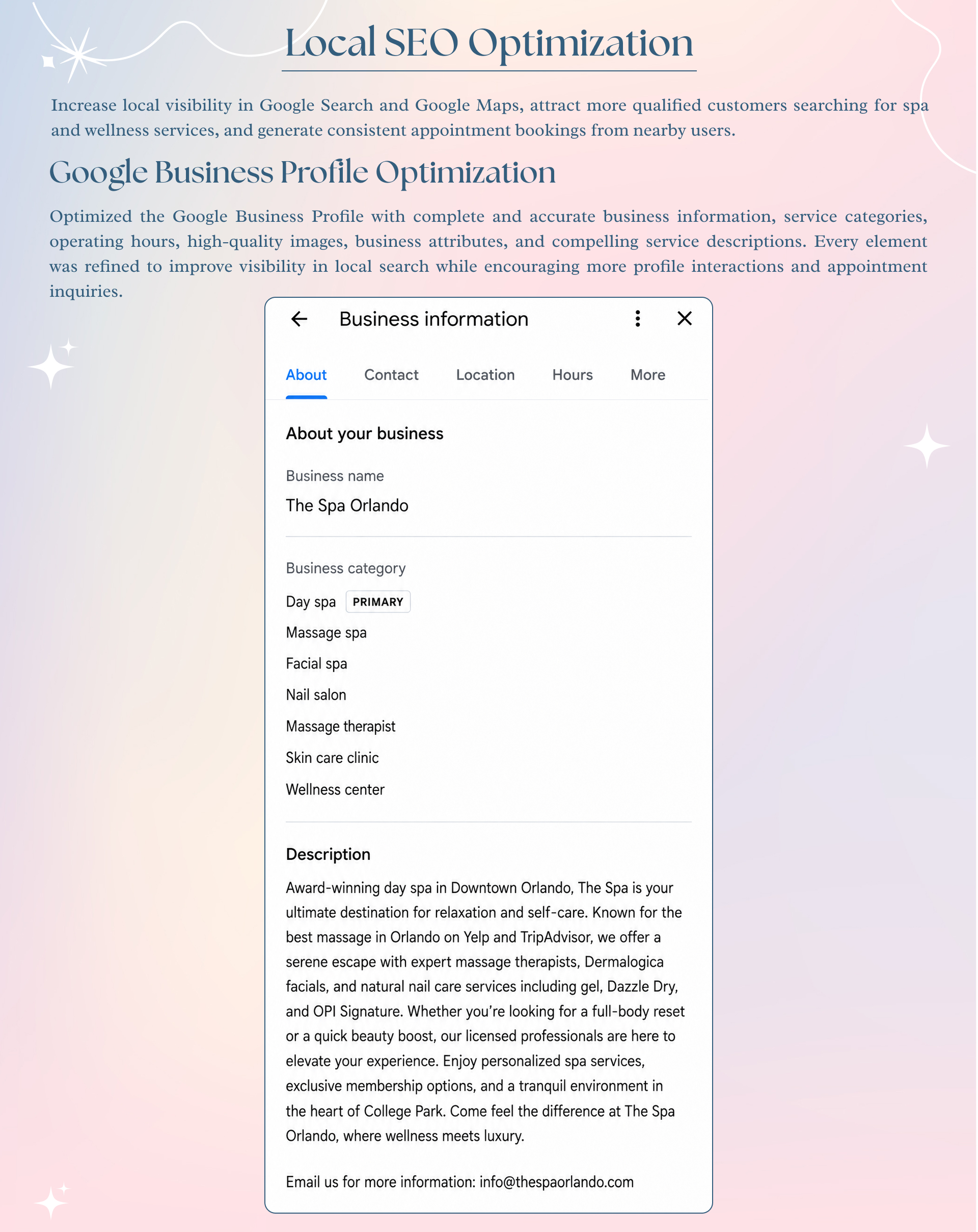 Spa Local SEO Case Study, Page 2