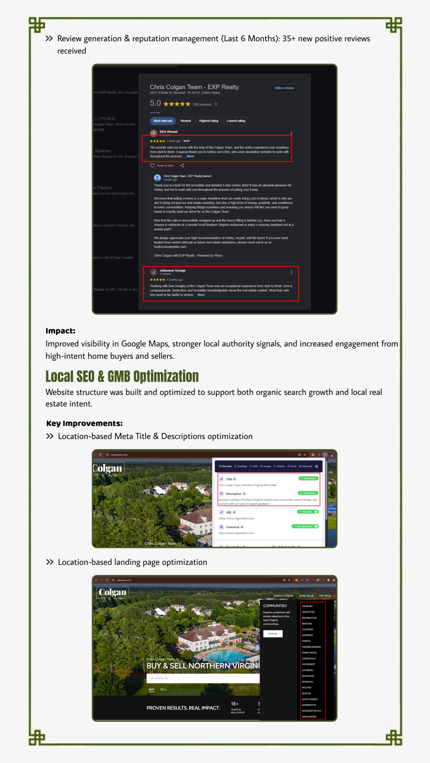 Real Estate Local SEO Case Study, Page 4