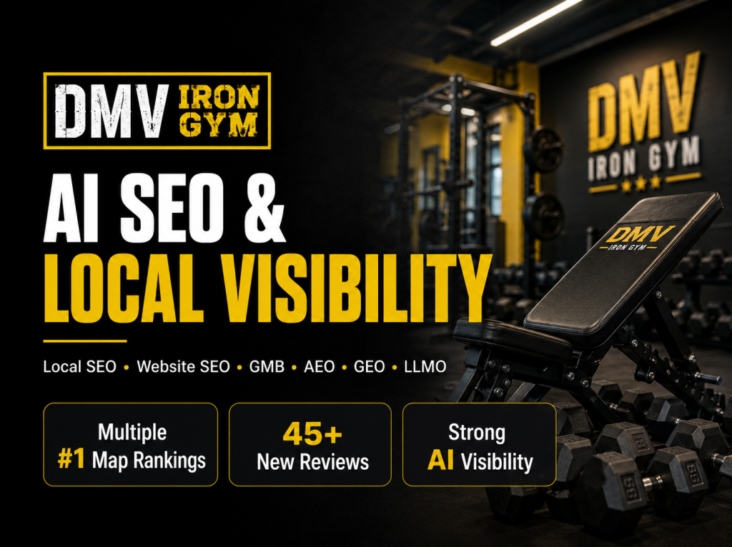 Fitness Gym Local SEO Growth with Top 3 Map Pack Rankings and 45+ New Reviews