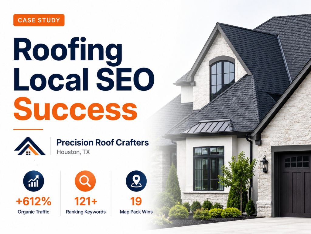 Roofing Local SEO Growth with 612% Organic Traffic Lift